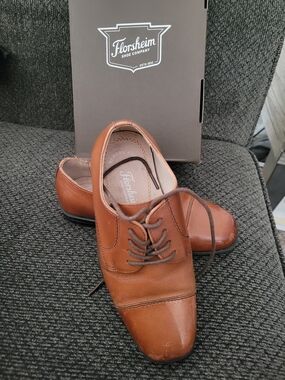 Florsheim  BOYS Brown Leather Cap-Toe Oxford Shoes